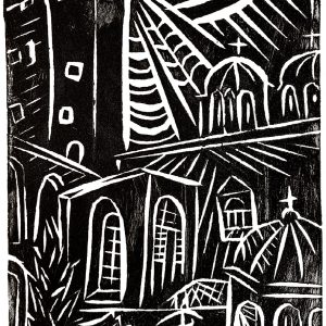 Mounted Print 8" x 10"  - The Tower and Katholikon Pantokratoros Monastery