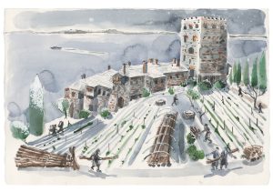 10 x Christmas cards – Winter Fuel, Docheiariou Monastery, Mount Athos by Tim Vyner